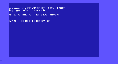 Gammon (1983) Title Screen